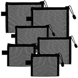 TIESOME 6 Stück Netztaschen Mit Reißverschluss, Reise Organizer In Verschiedenen Größen Reißverschlusstaschen Stifttasche Für Kosmetik Toilettenartikel Make Up Bürobedarf Schwarz