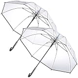 Carlo Milano Schirm transparent: 2er-Set transparente Stock-Regenschirme, Stahl & Fiberglas, Ø 100 cm (Durchsichtiger Regenschirm, Stockschirm, durchsichtig)