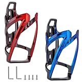 Flaschenhalter Fahrrad, 2er-Pack Getränkehalter Fahrrad, langlebige ultraleichte Kunststoff Wasserflaschenhalter für MTB Rennrad Mountainbike(Rot, Blau)
