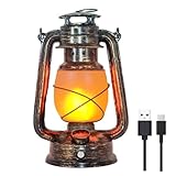 ACMHNC LED Laterne Vintage Batteriebetrieben, LED Laternen für draußen Gartendeko, Camping laterne Outdoor Akku Tischleuchte Nostalgie Sturmlaterne Flackerflamme Gartenlaterne, USB -Ladung