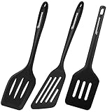 Pfannenwender Kunststoff, 3 er Set Hitzebeständiger Silikon Geschlitzt Pfannenwender Spatel BPA Frei, Spülmaschinengeeignet Küchenhelfer Kochgeschirr Turner Antihaft Spachtel zum Kochen, Backen, Flip