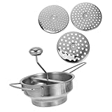 UTHCLO Edelstahl Kartoffelpresse mit Austauschbaren Siebeinsätzen Ergonomischer Handmixer für Cremiges Kartoffelpüree Gemüse Obstpüree Spülmaschinenfest Kompakt und Leicht
