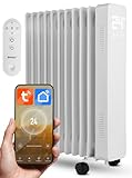 Maltec Ölheizung Termostat Ölradiator WIFI ProOil2500WB 63cm WEISS Elektrische Heizung mit 11 Rippen Heizgerät mobiler