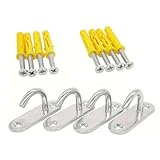 4 Stück Edelstahl Augplatte Haken Marine Hardware Heavy Duty Deckenhaken mit Schrauben Klammerhaken Langlebig