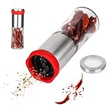 Trendecor Chilimühle, Chili Mühle aus Edelstah Glas Chilischneider Gewürzschneider Küchen Helfer Chili Gewürzmühle für Grobe Gewürze Chili Nachfüll Pfeffer Salzmühle