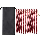 Qerwsdty 10X 25cm Outdoor Zeltheringe Erdnägel mit Aufbewahrungstasche Winddichte Nägel Campingzubehör Zeltbefestigung Rot