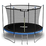 Neo-Sport Trampolin Outdoor Kinder Gartentrampolin Sicherheitsnetz Innen Leiter Gepolsterte Stangen Wetterfest Rostfrei Blau Schwarz 183 cm