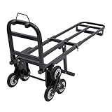 Sackkarre Treppensteiger, Faltbares Treppensackkarre Tragfähigkeit 210kg 6 Räder Treppenkarre 73-114.5cm Armlehne Einstellbares Tragbarer Sackkarre, für Beförderung von Gütern unter 460 Pfund