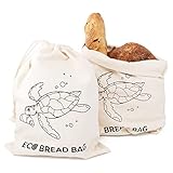 Joeji's Kitchen 2er-Set Brotsack 30 x 40 cm - Baguette Bag - Brotbeutel aus Baumwolle zum Frischhalten von Brot - Auch als Aufbewahrungsbeutel von Obst Gemüse und Lebensmitteln geeignet