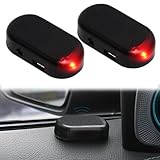 2 Stück Alarmanlage Auto,Anti Diebstahl Blinklampe,Solar Power Dummy Auto Alarm,Auto Alarmanlage Diebstahlsicherung für Auto Sicherheitssystem,Lampe Dummy Anti-diebstahl Blinklampe(Rot)
