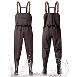 Simsky wasserdichte Wathose mit Stiefeln,Wathose herren wasserdicht,Verstellbare Riemen, Atmungsaktiv, für Angeln und Baustellen (43)