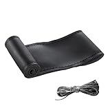 CGEAMDY Auto Lenkradabdeckung PU Leder DIY mit Nadel und Gewinde, Lenkradbezüge aus Weichem Faserleder auf Dem Lenkrad des Autos, Leder Lenkradbezug zum Nähen (Schwarz)