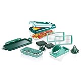 Nicer Dicer Fusion smart Gemüseschneider-Set 12tlg, Würfel, Stifte, Viertel, Achtel, Julietti, Silber,grün,transparent,dunkelgrün