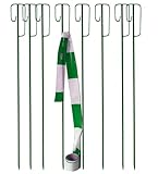 UvV Absperrleinenhalter Stahl Set Laterneneisen 1200 mm lang Ø14 mm mit UVV-Bügel und 1 Rolle (100m) Warnband/Absperrband (Grüne Absperrung 8 Stück Set)