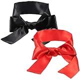 Schlafmaske, Satin-Augenmaske (schwarz und rot), Augenbinde, 150 cm, 2 Stück