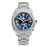 San Martin Original Design Square GMT Herrenuhr, 40 mm, automatische mechanische Uhren für Herren, Saphirglas, wasserdichte Armbanduhr, Farbe 1, Farbe 1, Armband