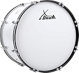 XDrum MBD-226 Marsch Bass Trommel, Fußball Pauke 26' x 12' (10,5 kg, 4 Ösen, Spannschrauben, inkl. Paar Schlägel, Tragegurte, Stimmschlüssel) weiß