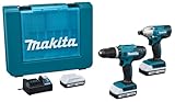 Makita DK18922A01 Set Schlagbohrmaschine HP488D, TD127D 18 V Typ G, 3 Akkus à 2,0 Ah Koffer