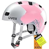 uvex Kid 3 - robuster Fahrradhelm für Kinder - individuelle Größenanpassung - waschbare Innenausstattung - Silver-rosé - 55-58 cm