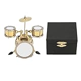 Kupfer Miniatur Drum Set Modell Exquisite detaillierte Replik nicht spielbare Mini -Drum -Set für Musikliebhaber Puppenhaus Dekor Kupfermaterial 8.6 x 8 x 5,9 cm