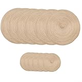 12 runde Tischsets und Untersetzer zum Essen, Baumwoll-Mischgewebe, 30 cm und 11 cm für den Heimgebrauch (braun)