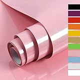 Hode Klebefolie Möbel Rosa Selbstklebende Folie Dekorfolie für Küche Möbelfolie Wasserdicht Hochglanz Mit Glitzer Pink 40cmX300cm Tapete