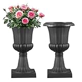 VEVOR Blumenspindel aus Kunststoff, 25x42 cm, 2er-Pack, Pflanzpokal. Pflanzkübel, Pflanzschale, Schwarze Blumentöpfe, für die Veranda, Hochzeit, Party, Zuhause, Bühne, Balkon, Terrassendekoration