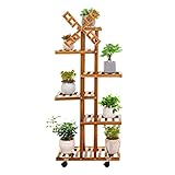 Blumentreppen Balkon Blumenregal Wohnzimmer Blumenständer Dekoration Mehrschichtiger Hölzerner Pflanzenständer Boden Blumentopfständer (Color : Wood Color, S : 54 * 25 * 113cm)
