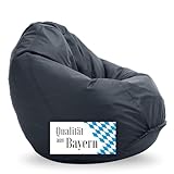 Bruni Sitzsack Classico L in Grau – XL Sitzsack mit Innensack zum Lesen, Abnehmbarer Bezug, lebensmittelechte EPS-Perlen als Bean-Bag-Füllung, aus Deutschland