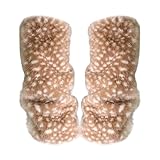 Flauschige Beinwärmer – Flauschige braune weiche Stiefelüberzüge, 1 Paar, elastische, süße Hirsch-Druck-Ärmel, 40 x 40 x 34 cm | Frauen Teen Mädchen Kostüm Weihnachten Kleidung Outfit Cosplay Rock Win
