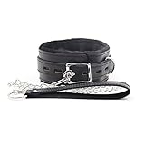 Rapidly Erotik Halsband Gepolstert Plüsch Flirten Mit Leine Leder Einstellbar Cosplay Bondage S&M Sex Spielzeug (Schwarz)