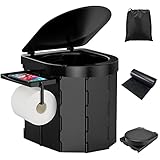 WADEO Tragbare Campingtoilette 27L, Faltbare Reisetoilette mit Tragkraft bis zu 180kg, Mobile Toilette Falttoilette mit Papier- und Handyhalter und Beuteln, ideal für Camping, Wandern, Reisen, Angeln