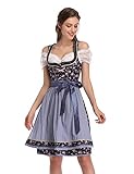Hobrounn Trachtenkleid Damen Dirndl 3Tlg Trachtenmode Kleidung Oktoberfest Kleid