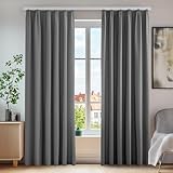 Deconovo Vorhänge Blickdicht Gardinen mit Kräuselband Thermo Vorhang Verdunkelung für Schiene Wohnzimmer Schienensystem, 175x140 cm(HöhexBreite), Hellgrau, 2er Set