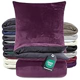 BaSaTex Winter Plüsch Bettwäsche Set Nicky-Teddy Cashmere-Touch Coral Fleece | 135x200 155x220 200x200 200x220 + 80x80 Kissenbezug | Größe: 135x200 | Farbe: Anthrazit Lila