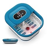 COMFIER Fußsprudelbad mit Massage und Heizfunktion | Faltbares Fußmassagegerät |Vibration & Sprudelfunktion |Timer|Pediküre Bimsstein|35℃-48℃|Fußbad mit 8 Shiatsu-Rollen (Schwarz)