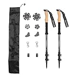 SCHULZ TECH Teleskop Wanderstöcke Aluminium mit Korkgriff - leicht und ausziehbar - Nordic Walking und Skitouren - Walking Stöcke für Damen und Herren - mit Gummipuffer & Tasche - Schwarz