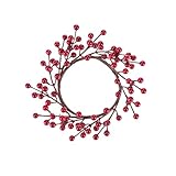 GLOREX 6 3805 503 - Dekokranz mit roten Beeren, ca. 23 x 23 x 3 cm großer Beerenkranz, geeignet als Tisch-, Wand- oder Türschmuck