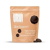 URVI® Skin Gummies – 150mg Hyaluronsäure, 300mg Granatapfel-Extrakt & 100mg Coenzym Q10 – Hautgesundheit & Anti-Aging – Zuckerarm, Vegetarisch – Granatapfel-Geschmack, 30 Stück