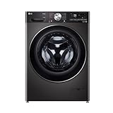 LG V9WD128H2B, Klasse A, Waschtrockner 12-8 kg, 1360 U/min, AI Direct Drive, Nachlegefunktion, Schnellwaschgang in 39 Min., mit Dampf, 60 x 61 x 85 cm ꟷ Black Stainless Steel