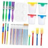 Supvox Kindermalset 31 Stück mit Farbbechern Paletten und Pinseln Schadstofffreie Malutensilien für Kindergarten und Kunstunterricht