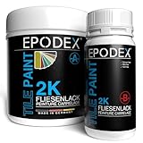 EPODEX 2K Fliesenfarbe für Badezimmer, Küche & mehr | Hochwertige Farbe für Wand- und Bodenfliesen | Wasserfester & abriebfester Fliesenlack Weiß, Grau, Beige & mehr | 1.8kg (7m² für 2 Anstriche)