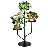 Bamworld Blumenständer Metall 3 Ebenen – Moderner Pflanzenständer für Innen & Balkon, stabiles Pflanzenregal als dekorativer Blumenhocker, vielseitige Blumentreppe Schwarz