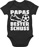 Shirtracer Baby Body Junge Mädchen - Geschenk zum Vatertag - Papas bester Treffer mit Fussball - weiß - 1/3 Monate - Schwarz - vatertagsbody papatagsgeschenk football babybody dad baby-kleidung