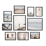 HAUS AND HUES Galerie-Wandrahmen aus schwarzer Eiche, Tisch-Bilder- und Fotorahmen-Set mit zwei 20,3 x 25,4 cm, vier 12,7 x 17,8 cm, 10 Stück – inklusive amerikanischer Eiche, bruchsicheres Plexi –