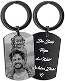BAVELA Schlüsselanhänger Personalisiert mit Bild Gravur| Partner Geschenk| Vatertag und Muttertag | Wasserfester Schlüsselanhänger Foto | Partner Geschenk aus Edelstahl
