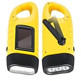 Kssvzz 2 Stück kurbeltaschenlampe, LED Solar Taschenlampe mit Karabinerhaken, Wasserdicht dynamo taschenlampe für Camping, Stromausfällel, Outdoor