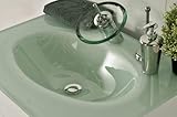 SAM Milchglasbecken Santana, 70 cm, Waschbecken oval, grünes Glas, Waschtisch, ohne Unterschrank