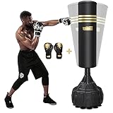 Dripex 165cm Freistehender Boxsack Standboxsäcke, MMA Boxpartner Boxing Trainer Heavy Duty Punchingsäcke Boxsack mit 12 Saugnäpfen und Handschuhen
