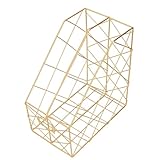 EALRIDV schreibtisch organizer, Praktischer büro organizer mit 2 Fächern, moderner zeitschriftenhalter wand für zeitungshalter und ablage, for Home Office (2 Compartments Gold)